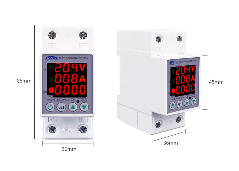 Tomzn 3rd Gen 3in1 voltage protector Over and Under Voltage Protective Device with Kwh meter