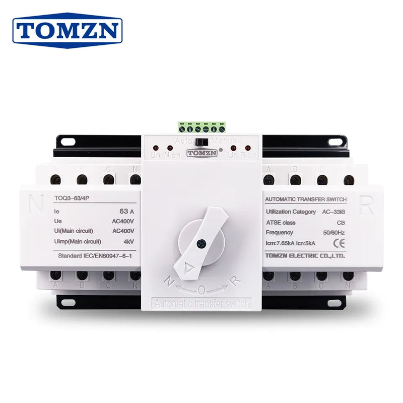 TOMZN 4P 3 Phase 63A MCB Type Dual Power Automatic Transfer Switch ATS