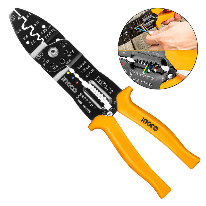 INGCO HWSP101 Wire Stripper, Electrical Pliers, Cable Stripper, Wire Cutter