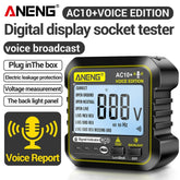 ANENG AC10+ Socket Tester RCD Electroscope 220V Digital Receptacle Detector Smart Voice Broadcast LCD Display EU Plug