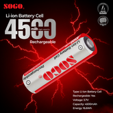 SOGO 3.7V 4500mAh Rechargeable Lithium Battery cell | High Capacity Li-ion Battery (Pack of 2)
