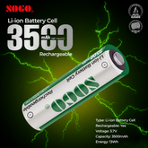 SOGO 3.7V 3500mAh Rechargeable Lithium Battery Cell | Button Top | High Capacity Long-Lasting Power (Pack of 2)