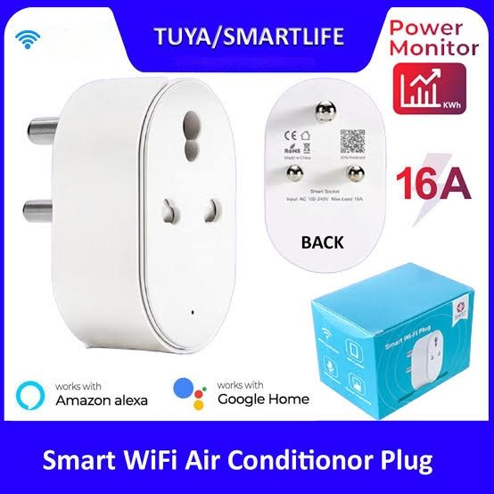 Smart WiFi Power Plug 16A for Heavy Load Air Conditioner, Wifi Controller and Monitor