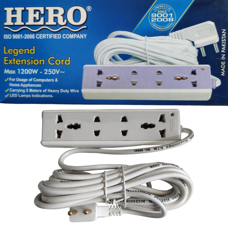 Hero Legend Extension Cord EB05 with 5 Meter Long Wire 1200W - 250V~