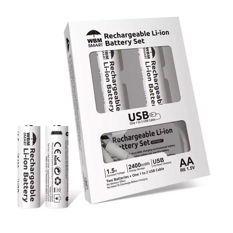 AA 1.5V Li-ion Rechargeable Battery 2400 mwh , AA Rechargeable Cell (Pack of 2)