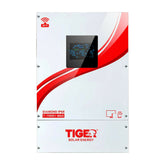Tiger solar energy product with red and white design on a white background