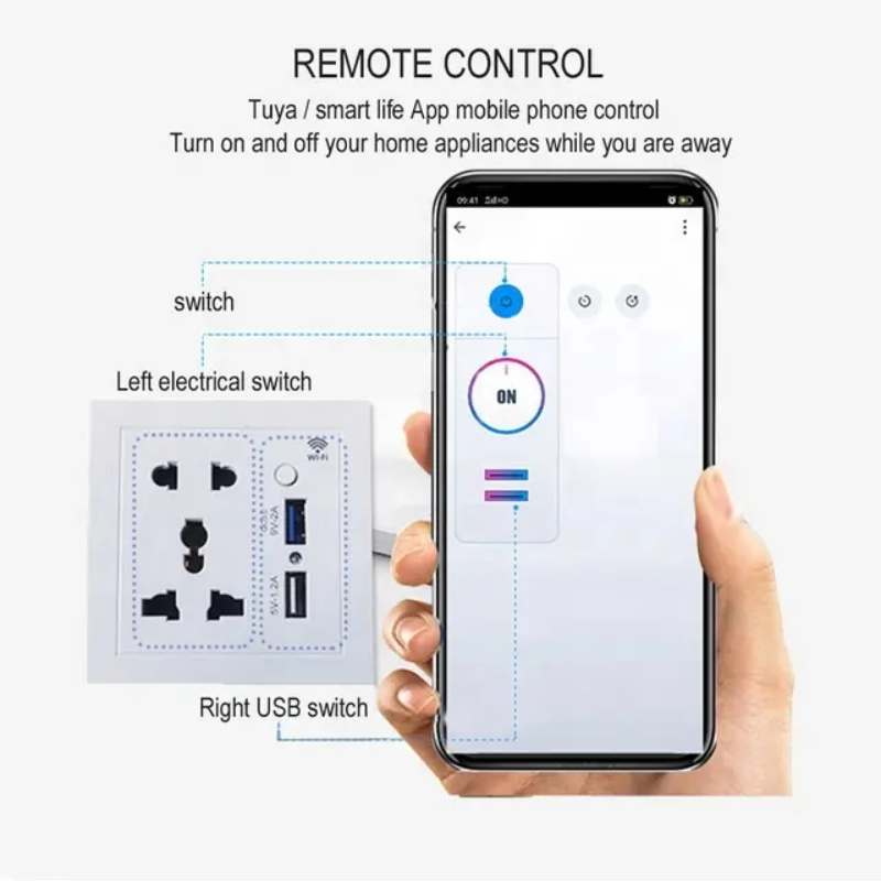 Tuya Smart 10A WIFI Wall Socket with USB and Timer function