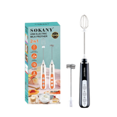 Sokany SK-02014 2-in-1 USB Electric Milk Frother | 1200mAh Rechargeable | Double Whisk | 3-Speed Adjustable