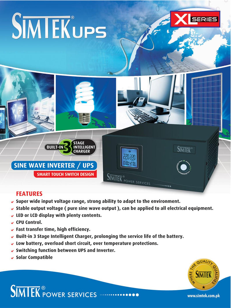 Simtek Pure Sine Wave UPS/Inverter 6 Fans & 6 Lights 1500VA – 1000Watts 24v DC – 1 Year Warranty