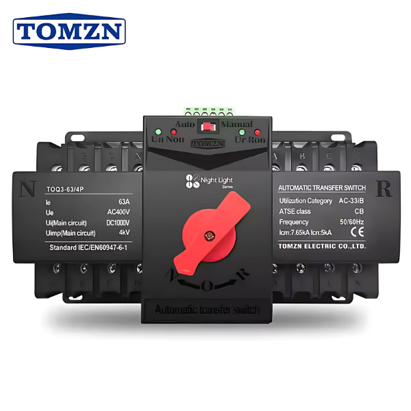 TOMZN TOQ3 4P-63A DC 4 Pole Din Rail Dual Power Automatic Transfer Switch ATS