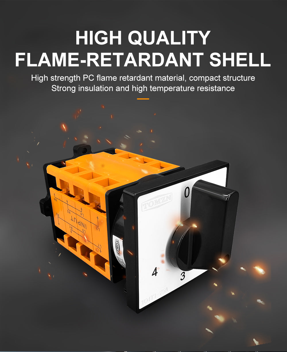 Tomzn 4 Line 75A Phase and Neutral Selector Switch ChangeOver for 4 Meters