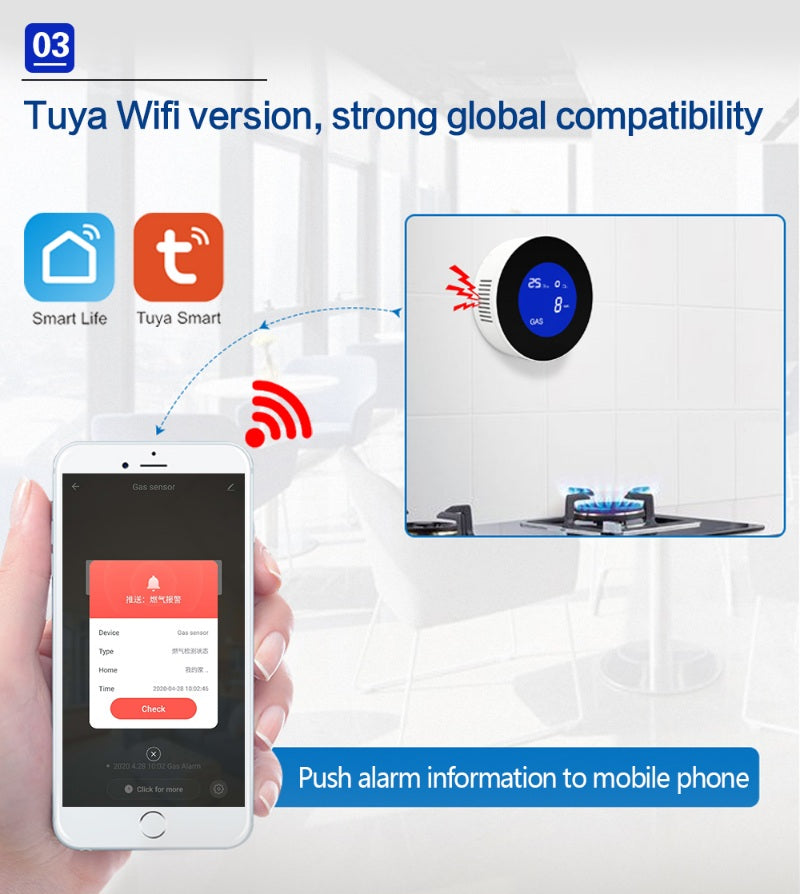 Tuya Smart WIFI Gas leakage detector sensor and Alarm