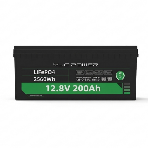 YJC Power YJC-LB-L-P-12200 12.8V 200Ah LiFePO4 Lithium Battery IP65 | 2560Wh Deep Cycle Battery