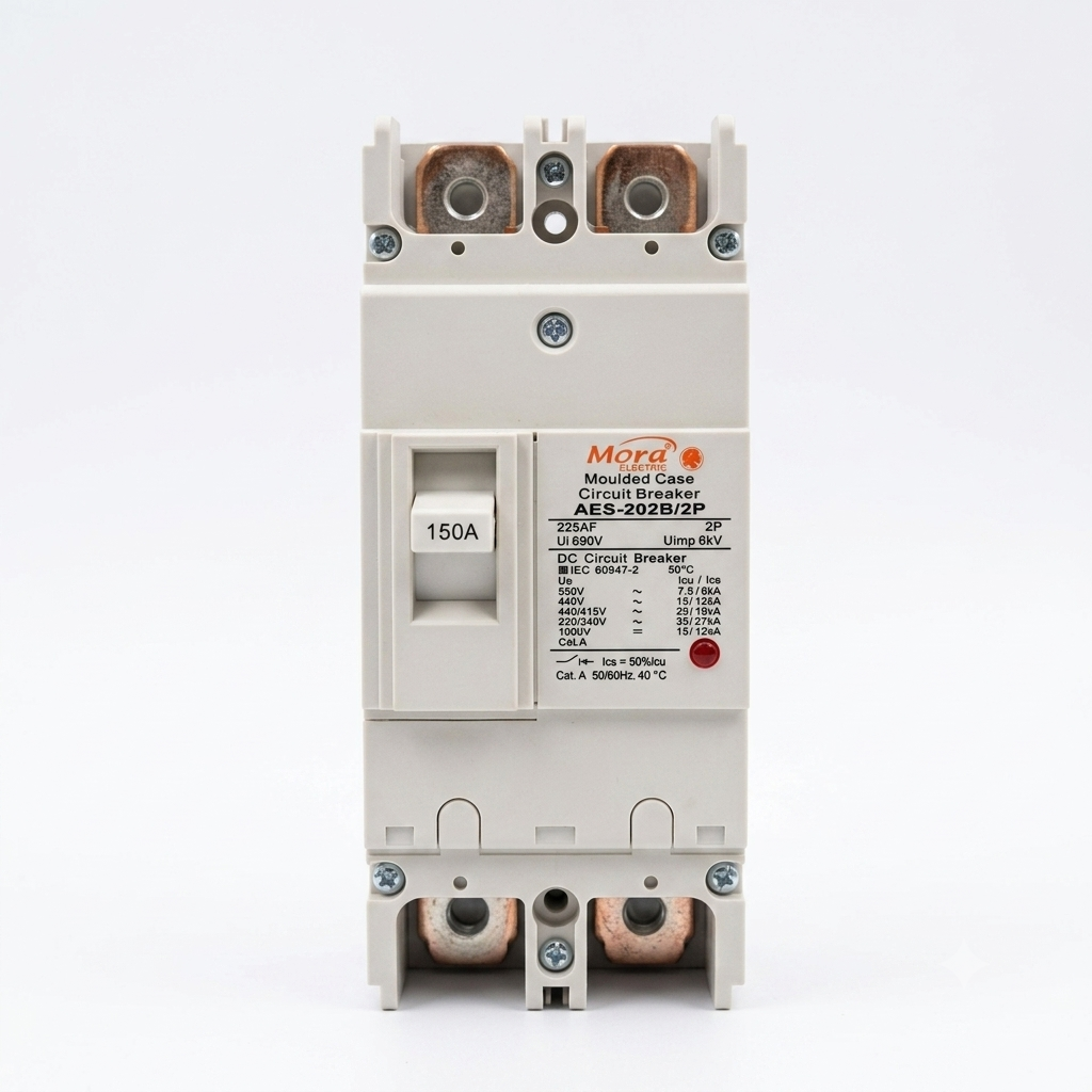 Mora AES202N/AES125N 2P DC MCCB Breaker with Copper Points for Solar Panels & Battery Systems