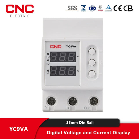 CNC YC9VA 2IN1 63A Adjustable Over & Under Voltage Protector Time Delay