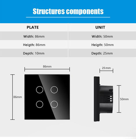 4 Gang Wi-Fi Glass Switch DIY Smart Home Tuya Intelligent Neutral Line Smart Switch