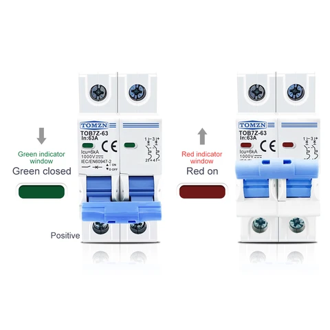 Tomzn 2P DC 1000V Solar Mini Circuit Breaker 16A, 20A, 32A, 63A