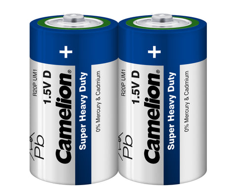 Camelion Super Heavy Duty 1.5V  Batteries - D size (2 batteries)