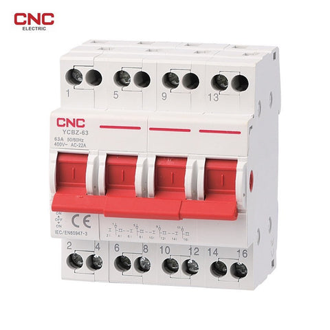 CNC YCBZ-63 4P 63A Din Rail MTS Dual Power Manual Transfer Isolating Switch Interlock Breaker Type Changeover