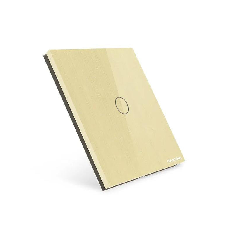 1 Gang Glass Cover – Golden | Premium Tempered Glass Cover for Smart Switches