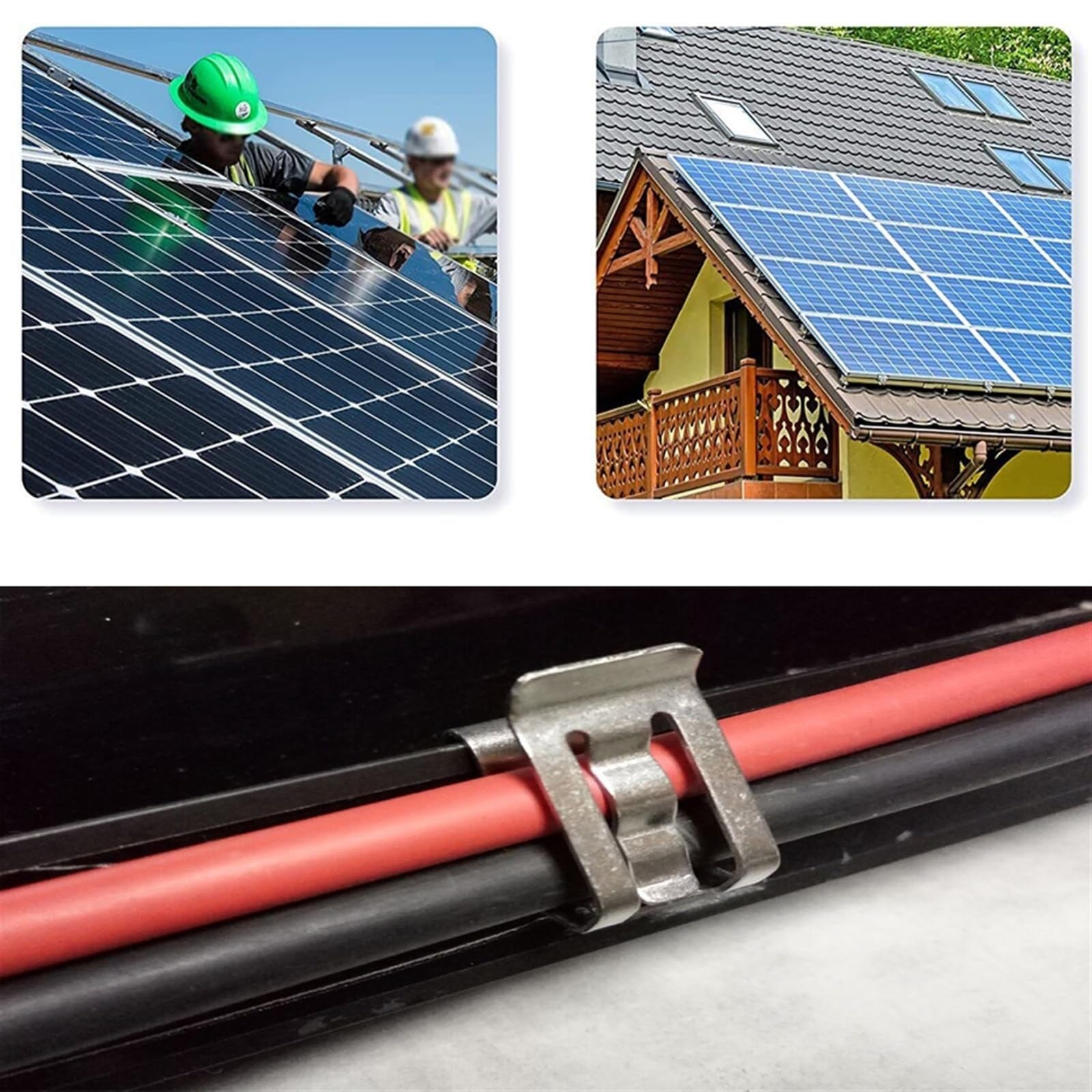 10PCS Stainless Steel Solar Wire Clips – Dual Cable Clamp for PV Panel ...