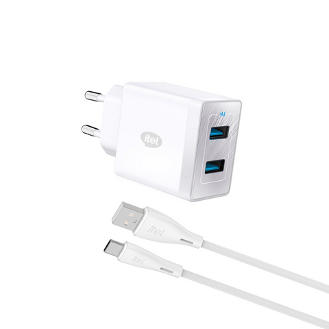 itel ChargerPulse ICW-185E | 18W Dual USB Fast Charger with QC3.0 & PowerAI