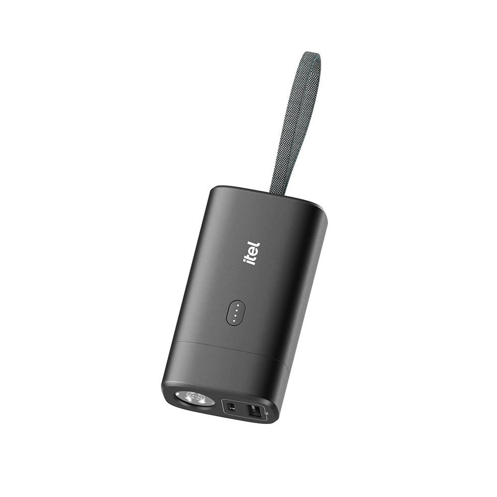 itel PowerEasy I 10000mAh 15W Power Bank with Built-in Type-C & Lightning Cable (Model A1123)