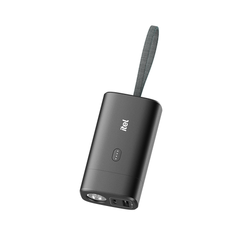 itel PowerEasy I 10000mAh 15W Power Bank with Built-in Type-C & Lightning Cable (Model A1123)