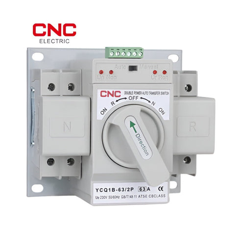 CNC YCQ1B-63 2P 63A 230V Dual Power Automatic Transfer Switch ATS | Reliable 2-Pole Heavy-Duty Power Backup