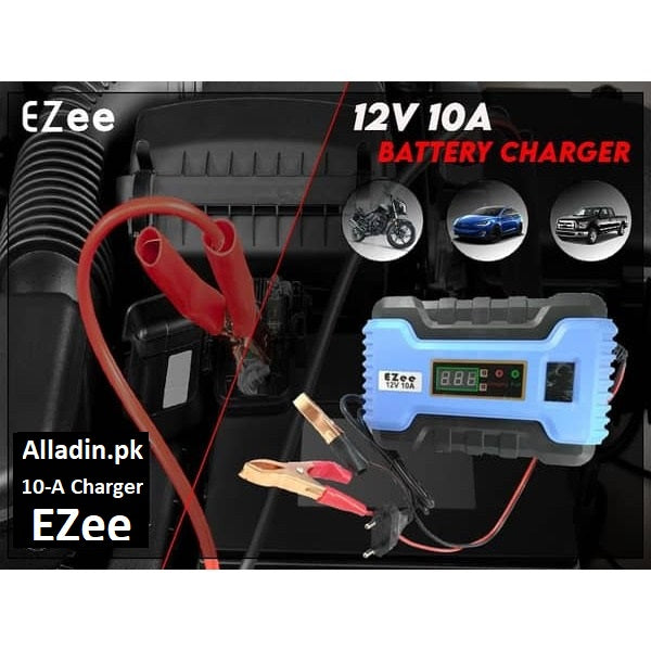 EZee-DIGITAL 10A 12V Automatic Universal Battery Charger 3 Phase Control.