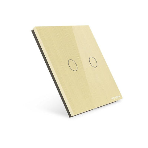 2 Gang Glass Cover – Golden | Premium Tempered Glass Panel