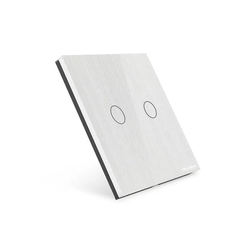 2 Gang Glass Cover – Silver | Premium Tempered Glass Switch Cover