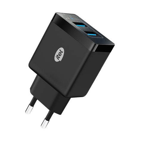 itel ChargerPulse ICW-185E | 18W Dual USB Fast Charger with QC3.0 & PowerAI