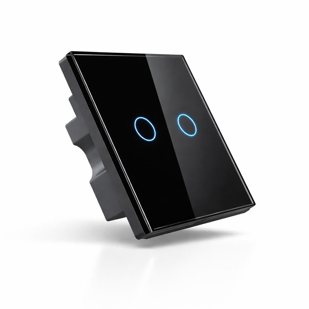 2 Gang Smart WiFi Switch CRYSTAL SERIES – 600W Per Gang Touch Panel
