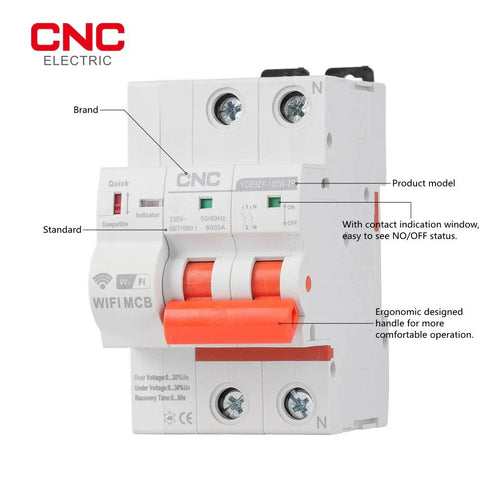 CNC YCB9ZF-100W 2P 100A WiFi Smart Circuit Breaker