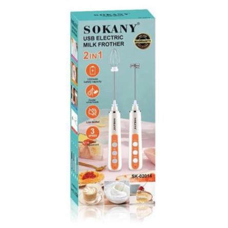 Sokany SK-02014 2 in 1 , Rechargeable Milk Frother and Egg Beater