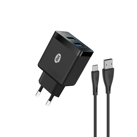 itel ChargerPulse ICW-185E | 18W Dual USB Fast Charger with QC3.0 & PowerAI