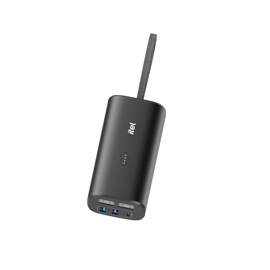 itel PowerEasy 20000mAh 22.5W Fast Charging Power Bank with Built-in Type-C & Lightning Cable (Model A1461)