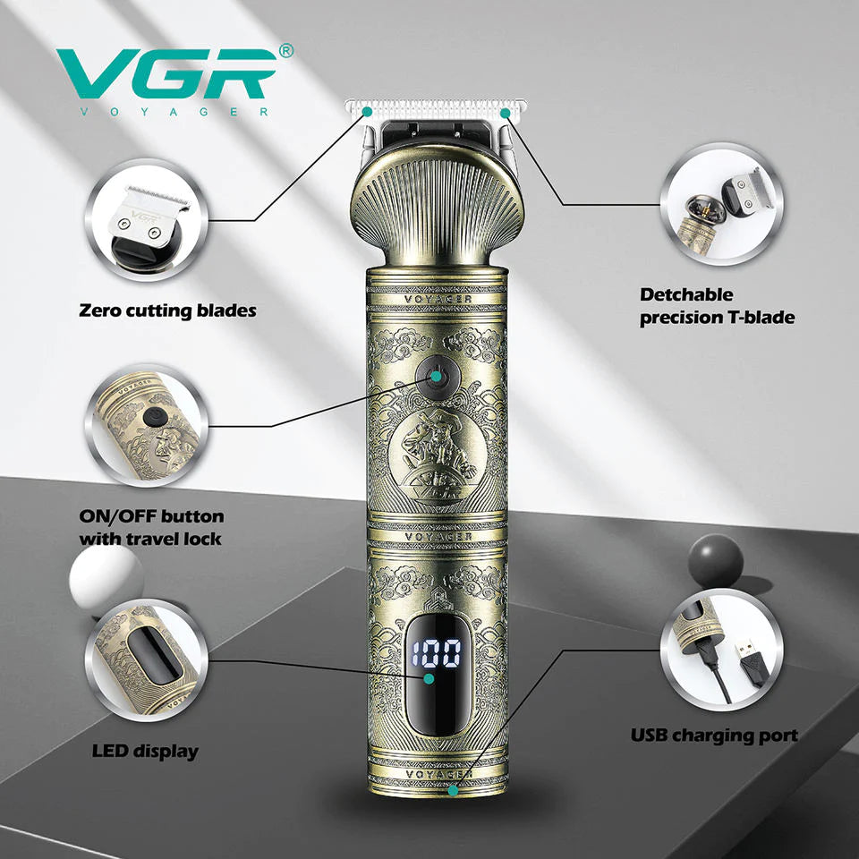 VGR V-962 Professional Cordless Hair Clipper Rechargeable LED Display For Men