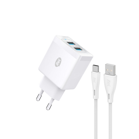 itel ChargerPulse ICW-185E | 18W Dual USB Fast Charger with QC3.0 & PowerAI