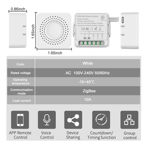 JVCO Mini Smart Switch Module Control Switch Timing Works with Alexa Google Home Smart Life APP