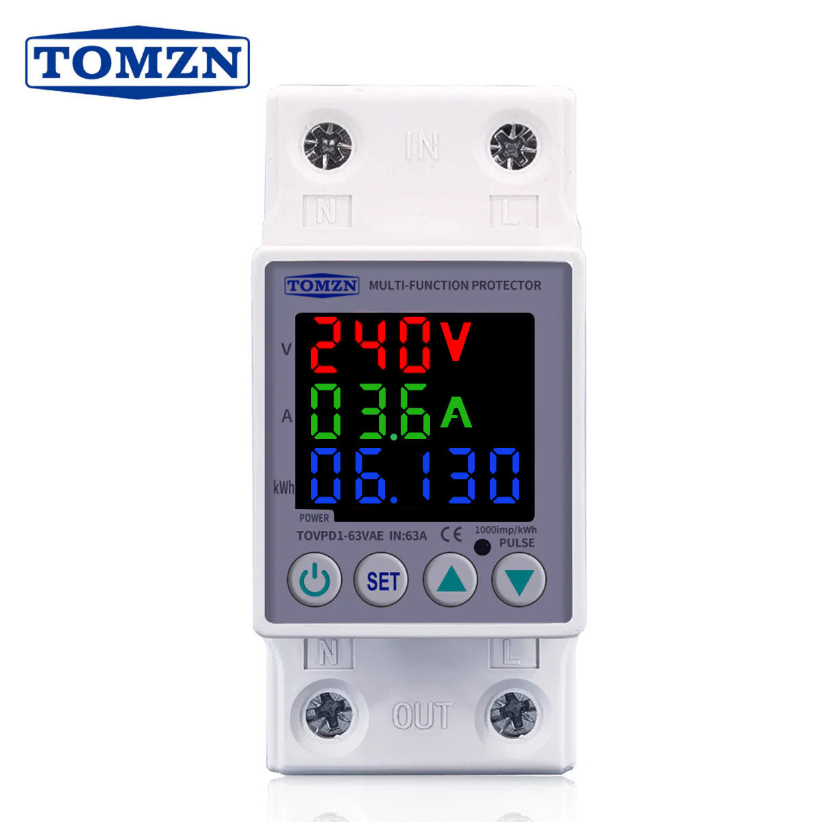 Tomzn 3rd Gen 3in1 voltage protector Over and Under Voltage Protective Device with Kwh meter