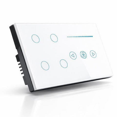 4 Gang + 1 Fan Smart WiFi Switch Crystal Series – White
