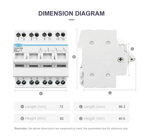 Tomzn TO419G 4P 63A Din Rail MTS Dual Power Manual Transfer Isolating Switch Interlock Circuit Breaker TOMZN breaker type changeover