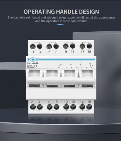 Tomzn TO419G 4P 63A Din Rail MTS Dual Power Manual Transfer Isolating Switch Interlock Circuit Breaker TOMZN breaker type changeover