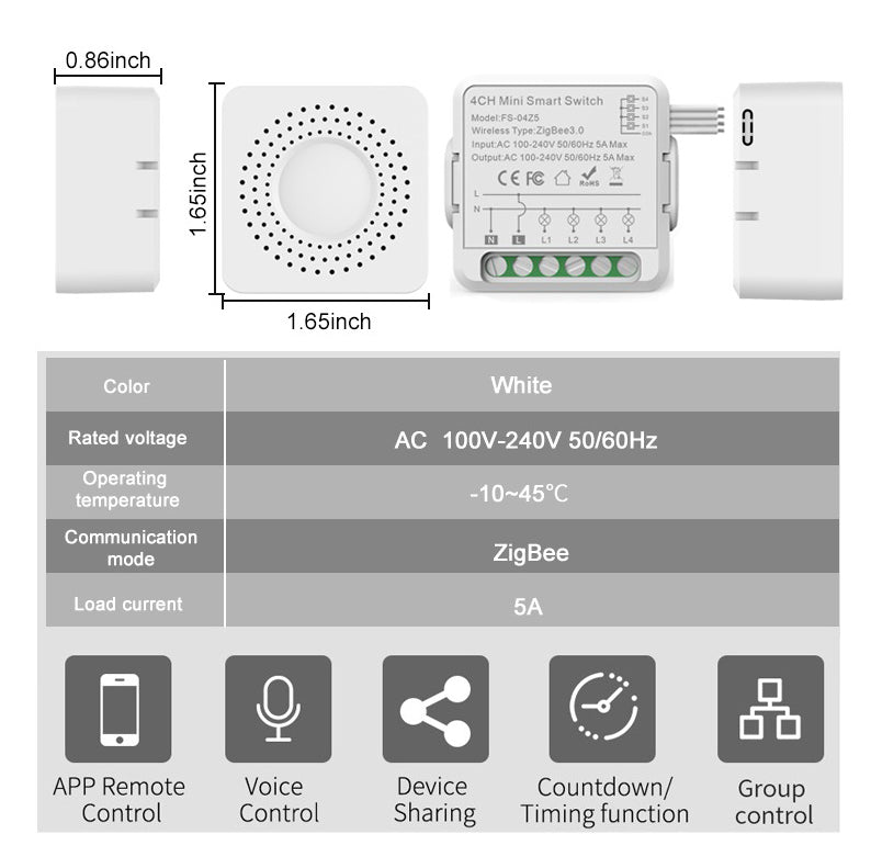 JVCO Mini Smart Switch Module Control Switch Timing Works with Alexa Google Home Smart Life APP