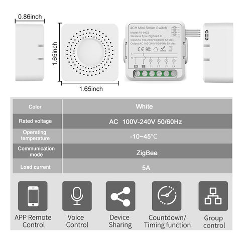 JVCO Mini Smart Switch Module Control Switch Timing Works with Alexa Google Home Smart Life APP