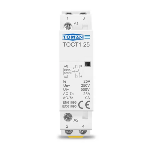 TOMZN TOCT1-25 Contactor 2P 25A 220V Din Rail Ac Modular Contactor