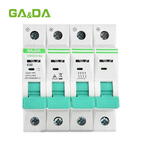 GA&DA GDDC5-63 DC 4P 1000V Miniature Circuit Breaker (MCB) – Reliable DC Protection for Solar and Industrial Systems