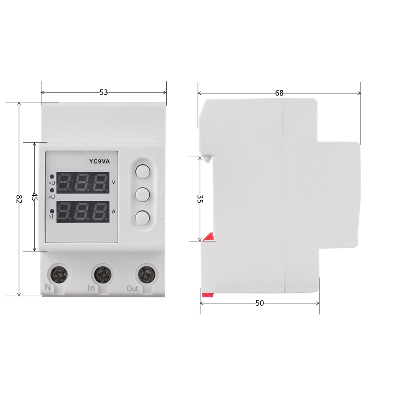 CNC YC9VA 2IN1 63A Adjustable Over & Under Voltage Protector Time Delay